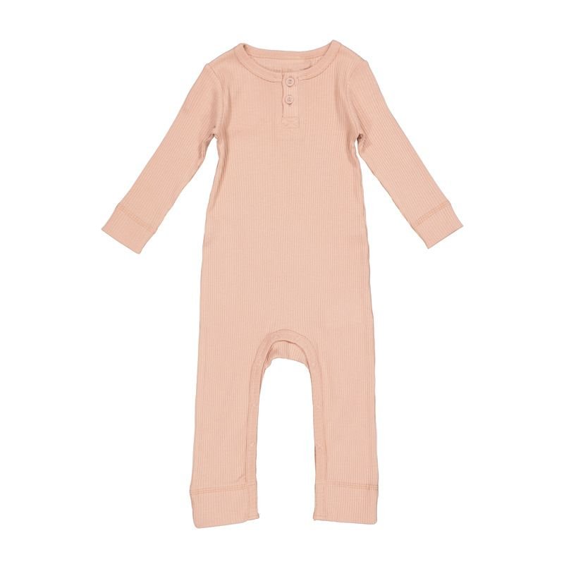 Kids Baby Boys Girls Casual Cute Solid Color Rib-Knit Long Sleeve Romper