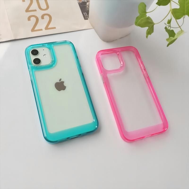 Simple Transparent Electroplated Button Acrylic Apple Mobile Phone Protective Case