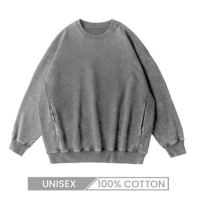 Custom Logo 350g Heavy Cotton Washed Vintage Sweatshirts