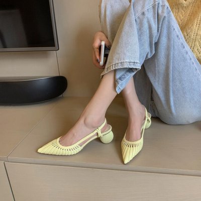 Women Fashion Solid Color Hollow-Out Pointed Leather High Heels