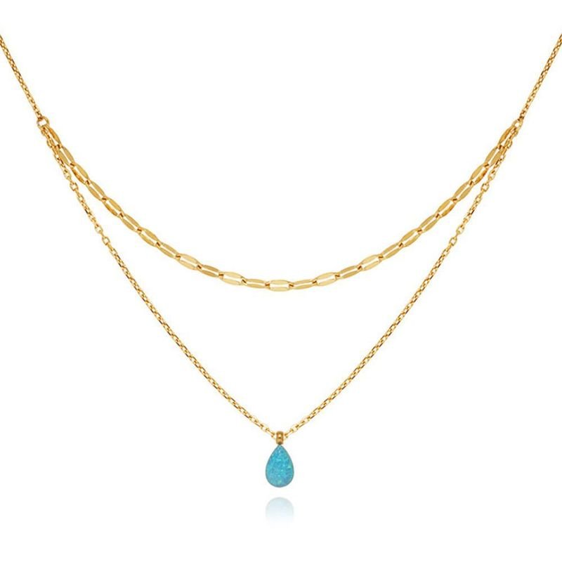 Turquoise Water Drop Pendant Layered Necklace