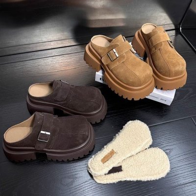 Autumn Winter Women Fashion Retro Platform Birkenstocks Cover Toe Slip-On Muller Shoes