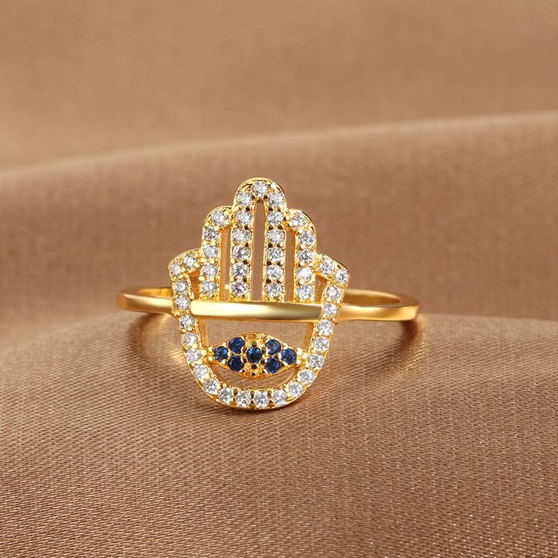 Women Simple Devil Eye Rhinestone Opening Ring