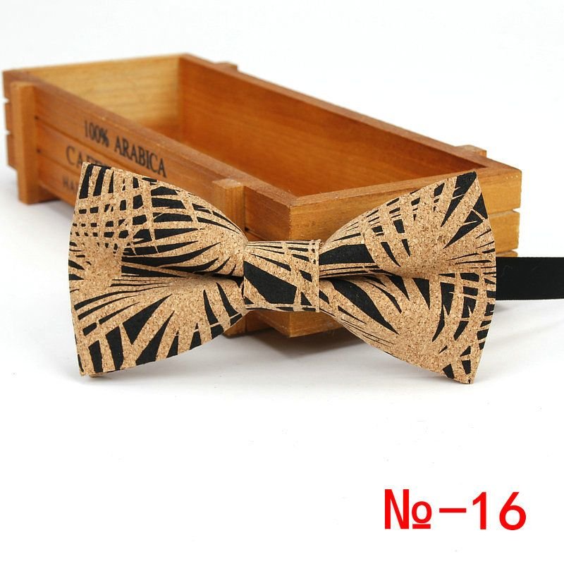 Men Retro Striped and Plaid Printed Cork Suit Bow Tie